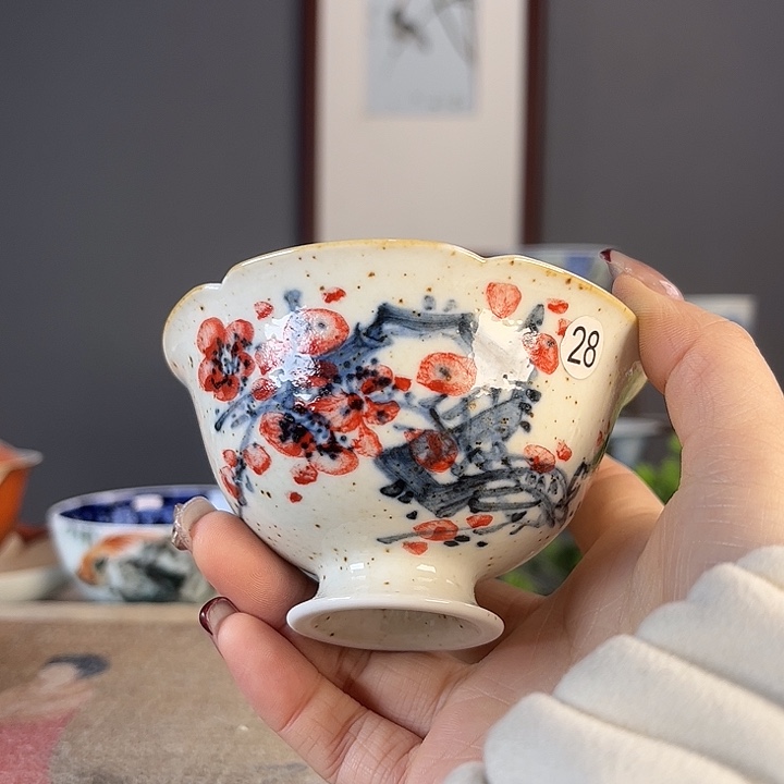 摆件景德柴烧茶杯多人