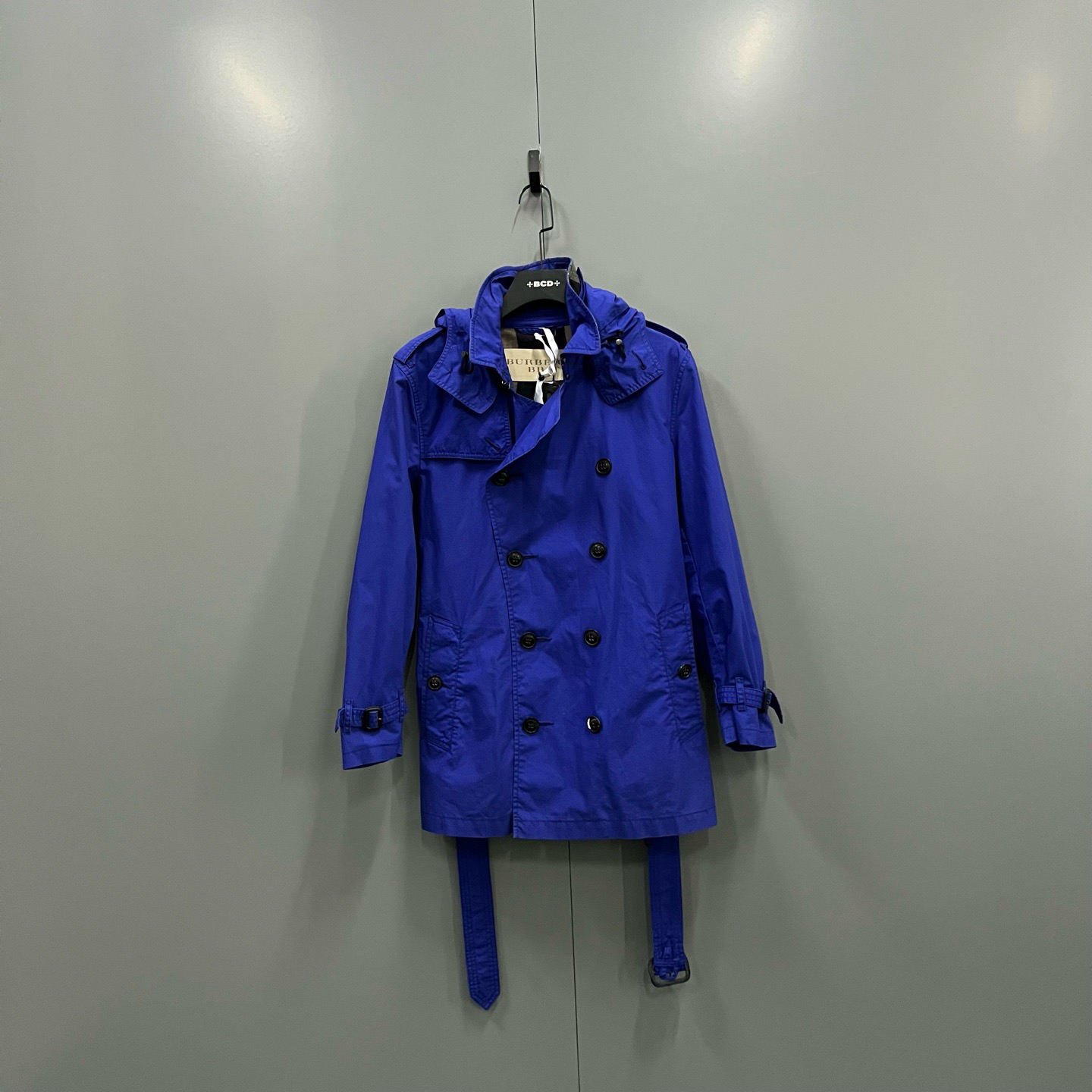 99新 BURBERRY/博柏利 (ll) 蓝色双排扣风衣 M码/018010