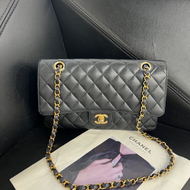 95新 Chanel/香奈儿 捐金沉珠/黑金cf中号芯片