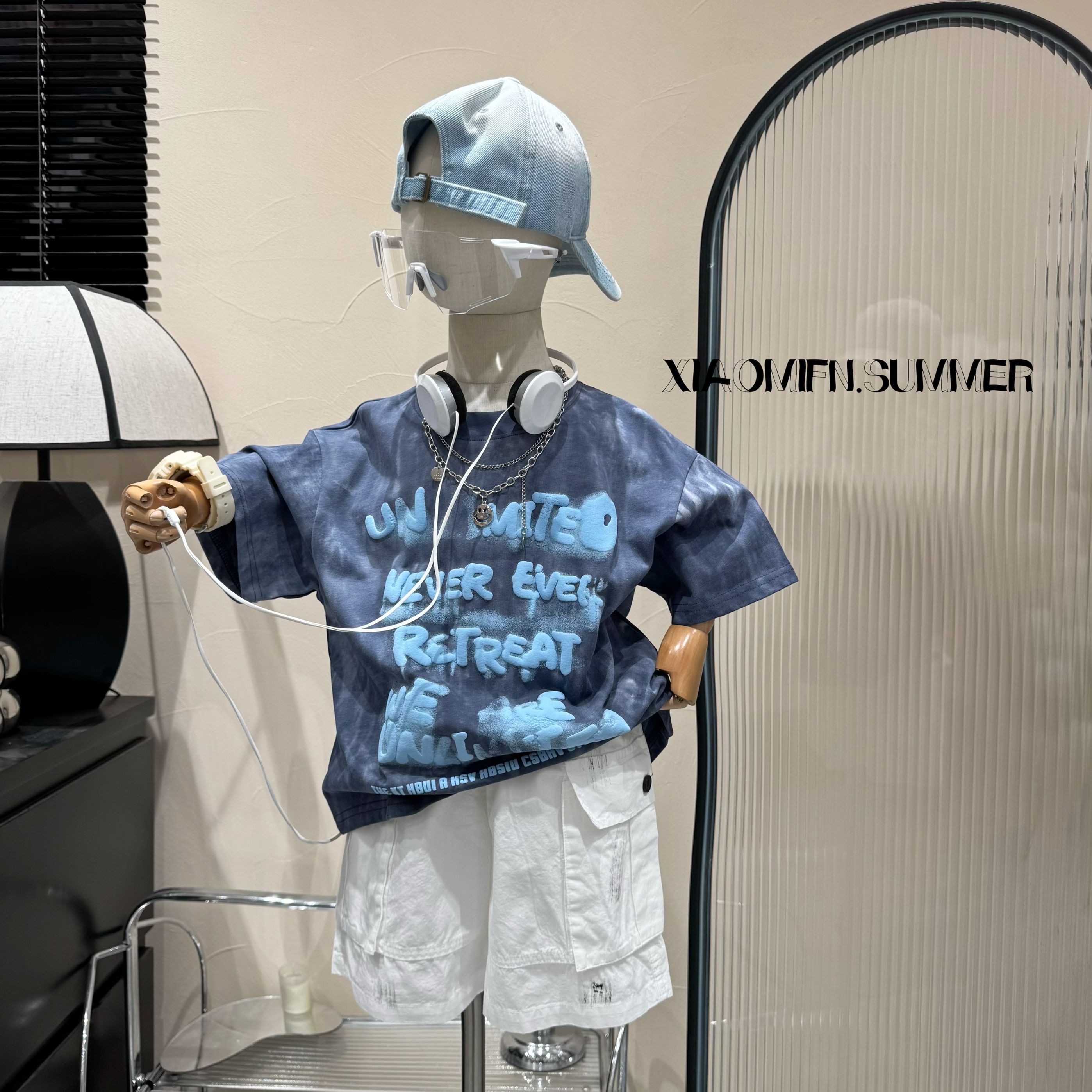 现货~韩版男童2025夏季新款豹点短袖T恤童装时尚潮酷洋气宽松1238