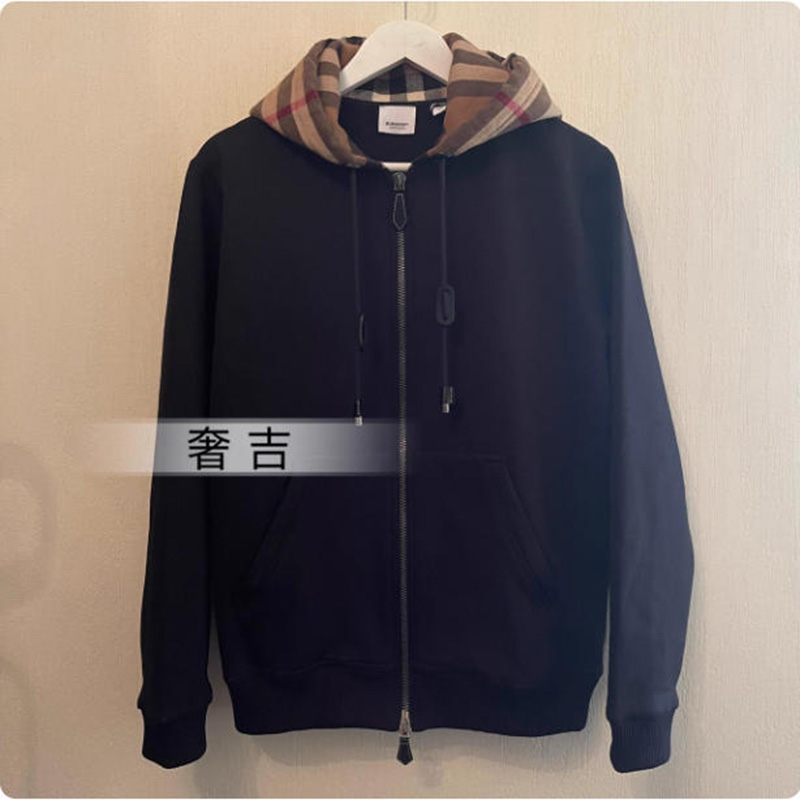 未使用 BURBERRY/博柏利 经典格纹帽领男女同款长袖卫衣