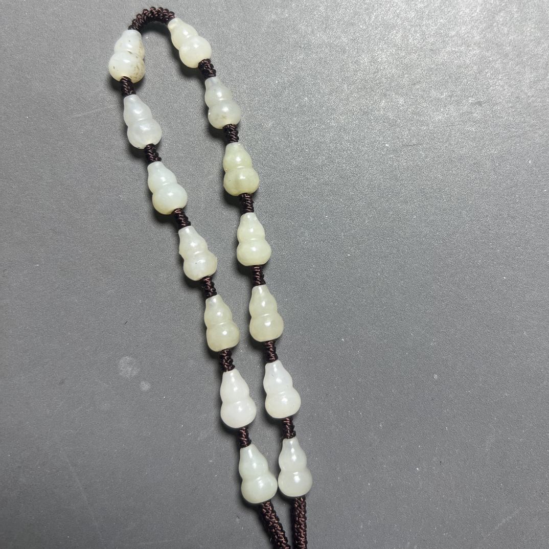 天然和田玉葫芦手把链 