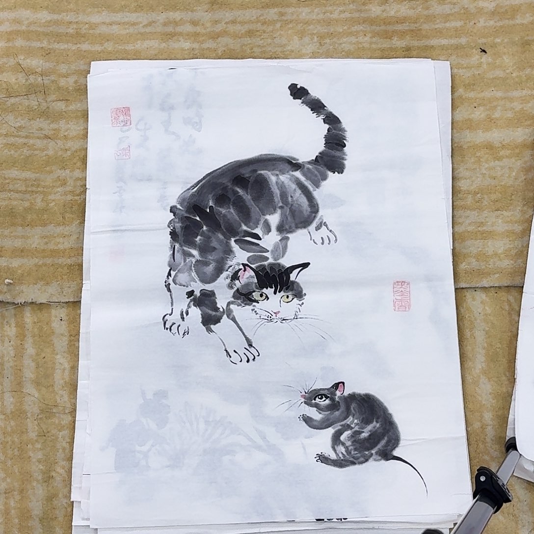 国画四尺三开手绘作品