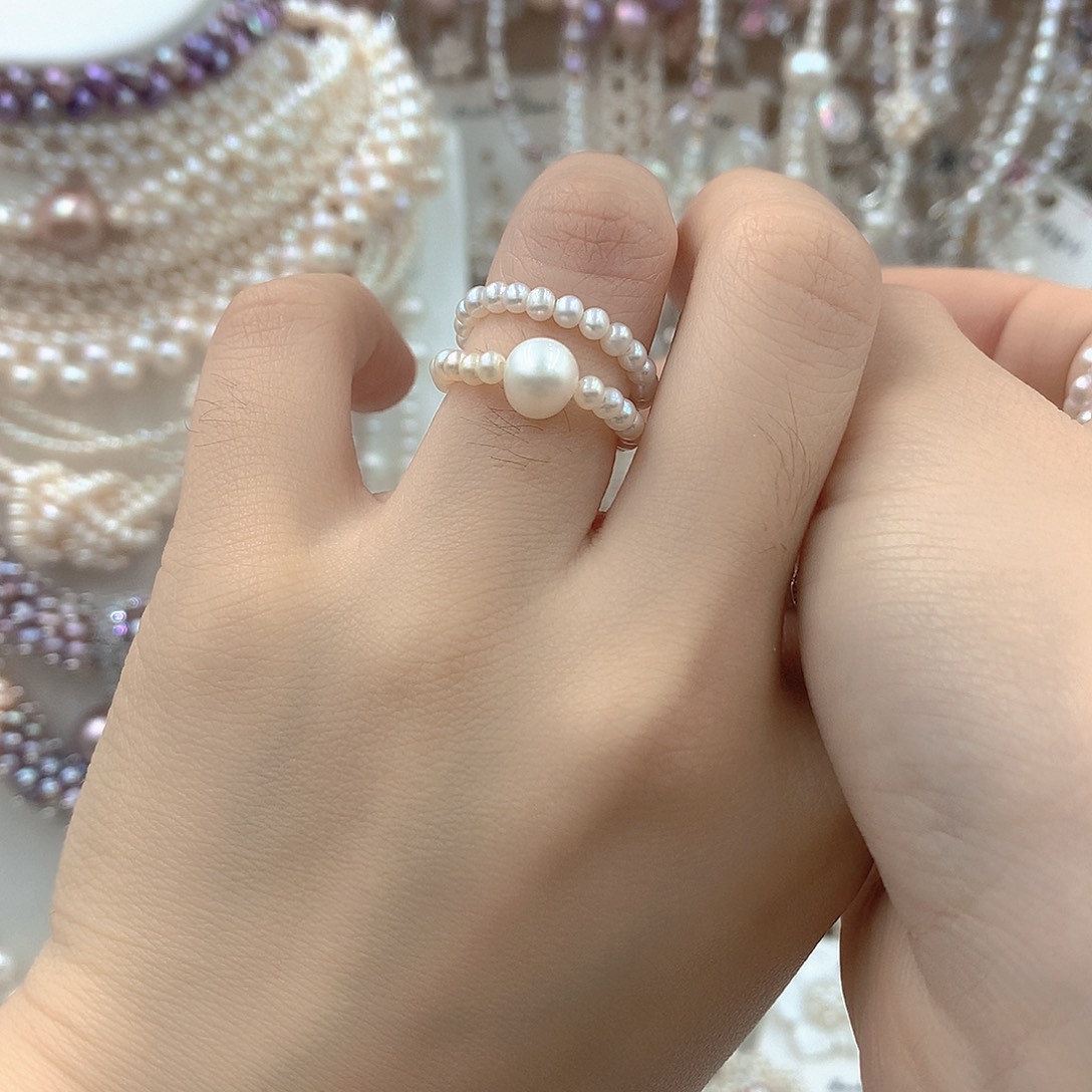 淡水珍珠银S925镶嵌耳饰