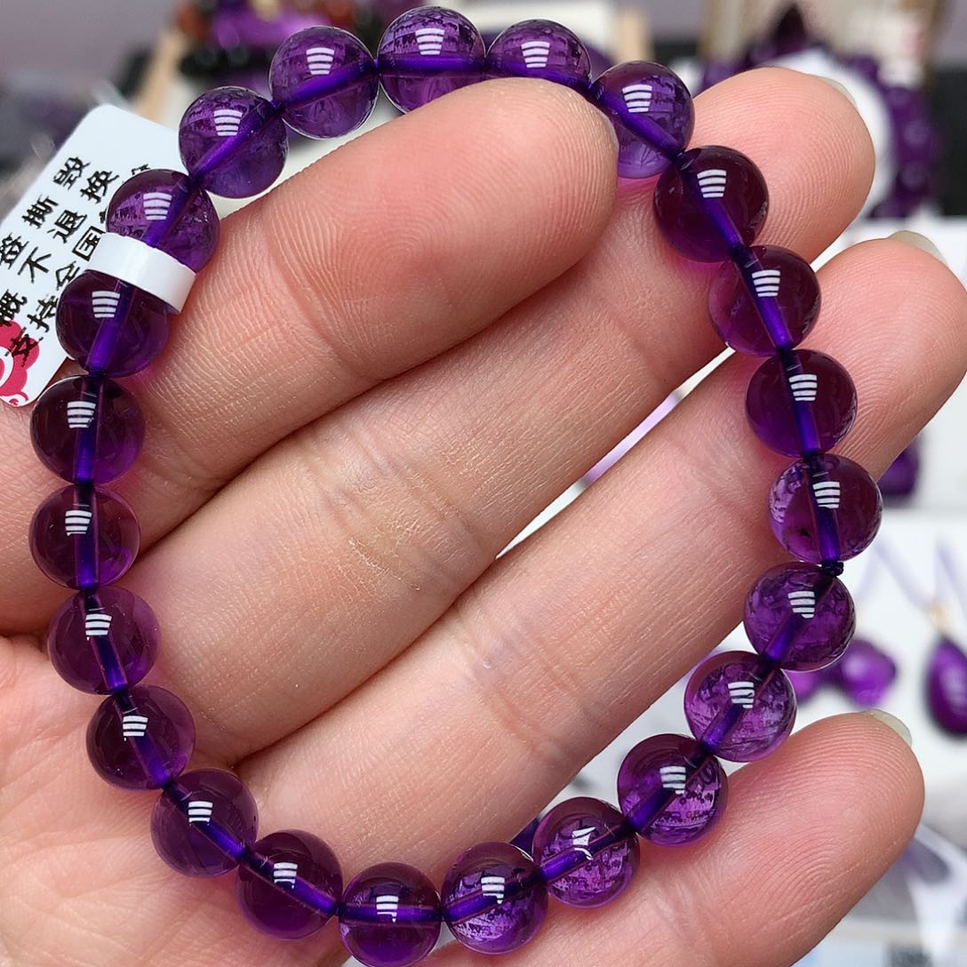紫晶乌拉圭手串8mm毕业级未镶嵌