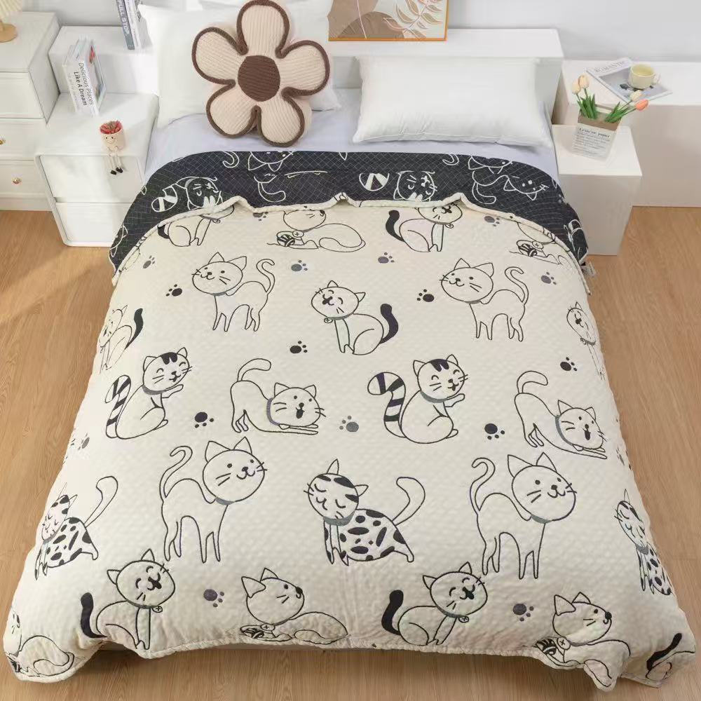 【3.5斤春日猫咪】200*230cm亲肤可爱卡通柔软纱布泡芙被