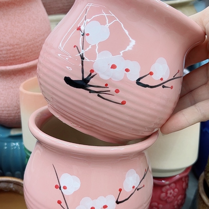 多肉绿植陶瓷花盆9.9包邮，有孔