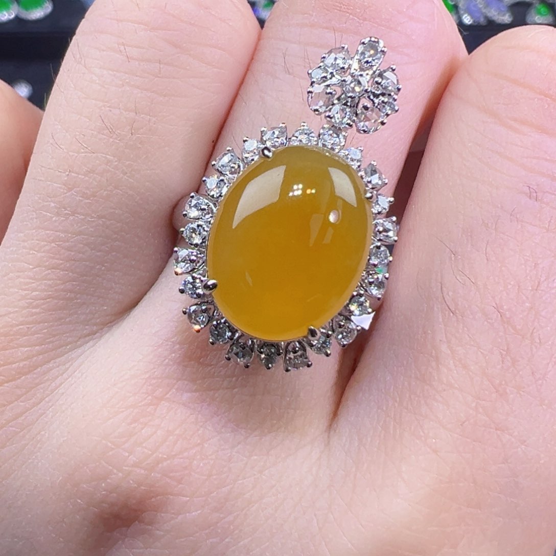 翡翠戒指18K金镶嵌两用款戒指