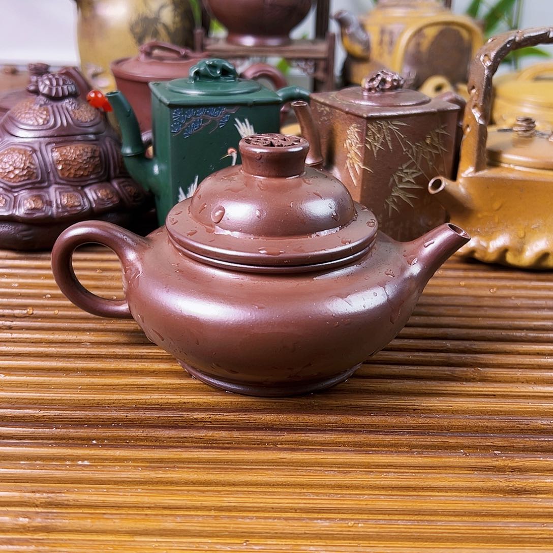 紫砂茶壶壶缘石红200cc