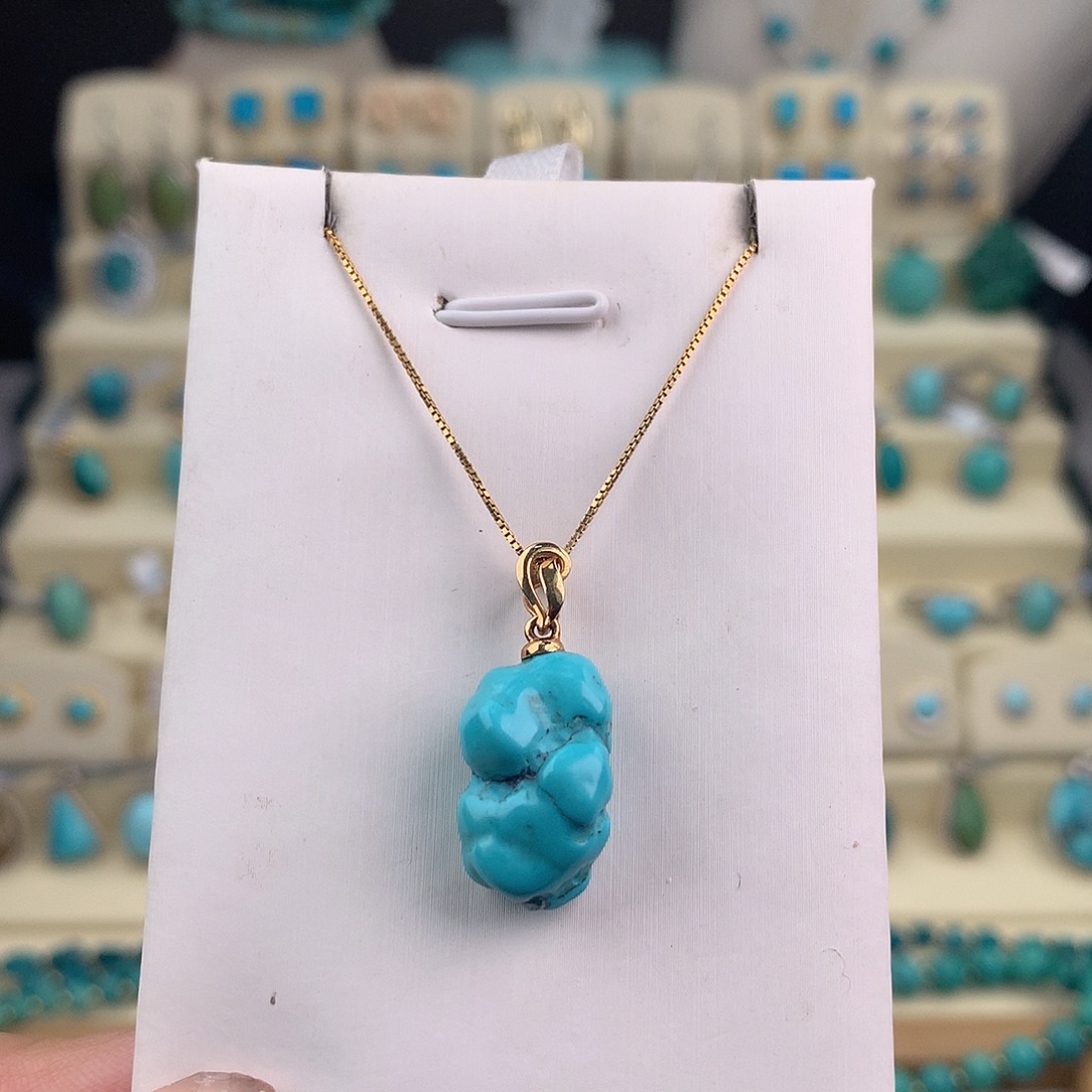 绿松石18K金镶嵌吊坠(不含链)