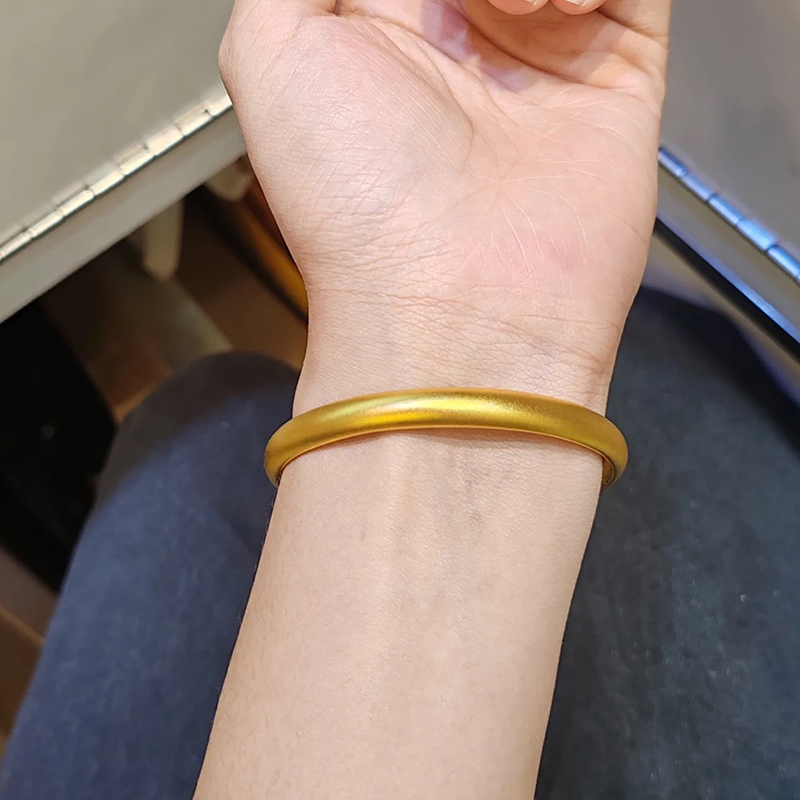 铜合金手镯 新中式泥鳅背百福手镯女纯实心镯子素圈轻奢手环饰品