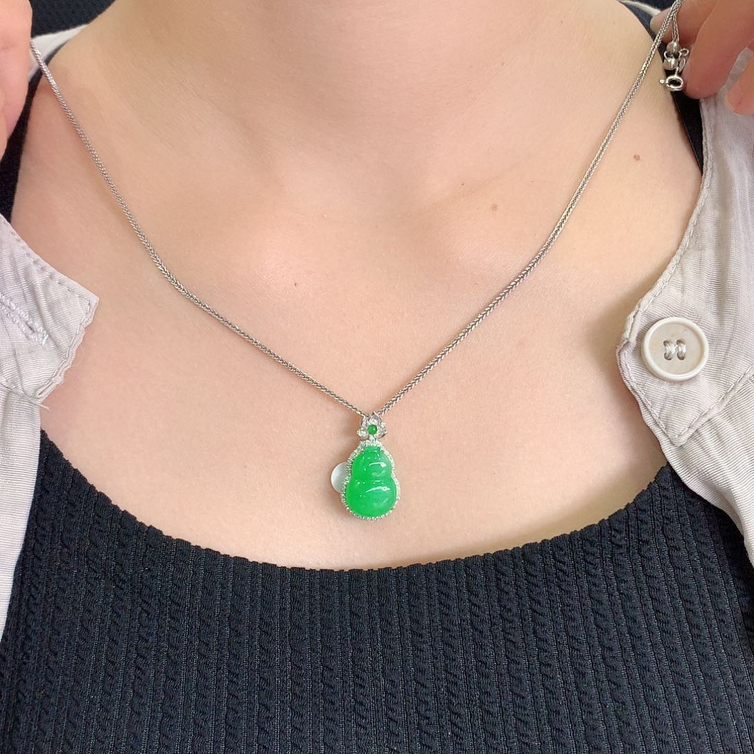 风***3翡翠18K金镶嵌颈饰