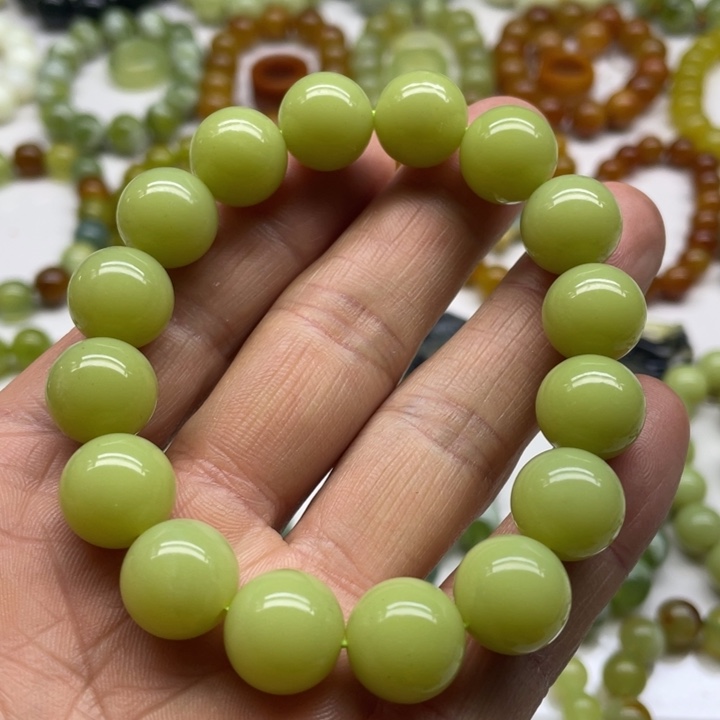 蛇纹石玉手串13+未镶嵌