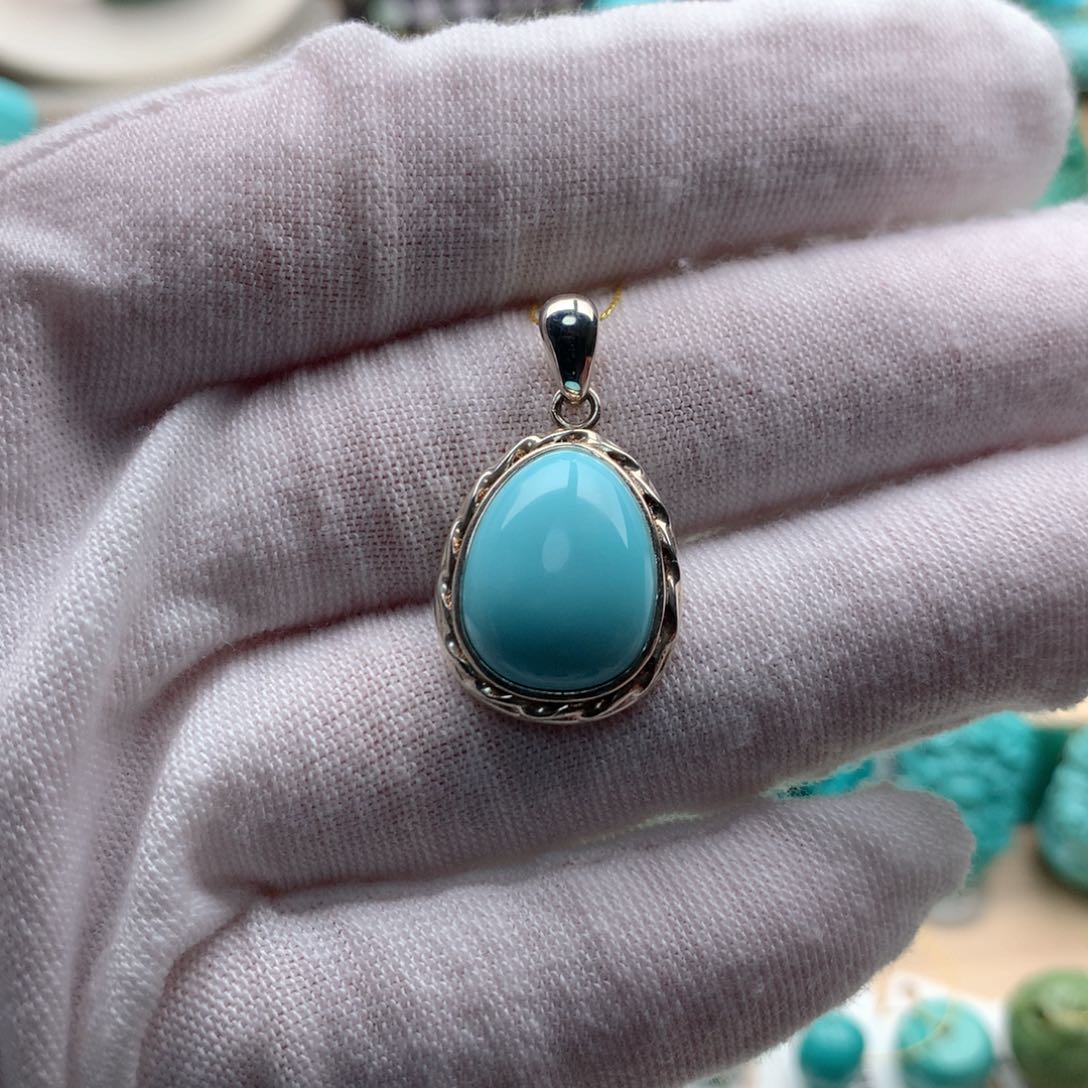 绿松石颈饰银S925镶嵌