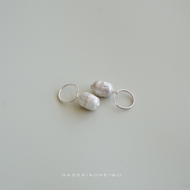 足银耳饰 呷的小黑屋纯银耳环手工耳环纯银990民族风百搭耳坠女