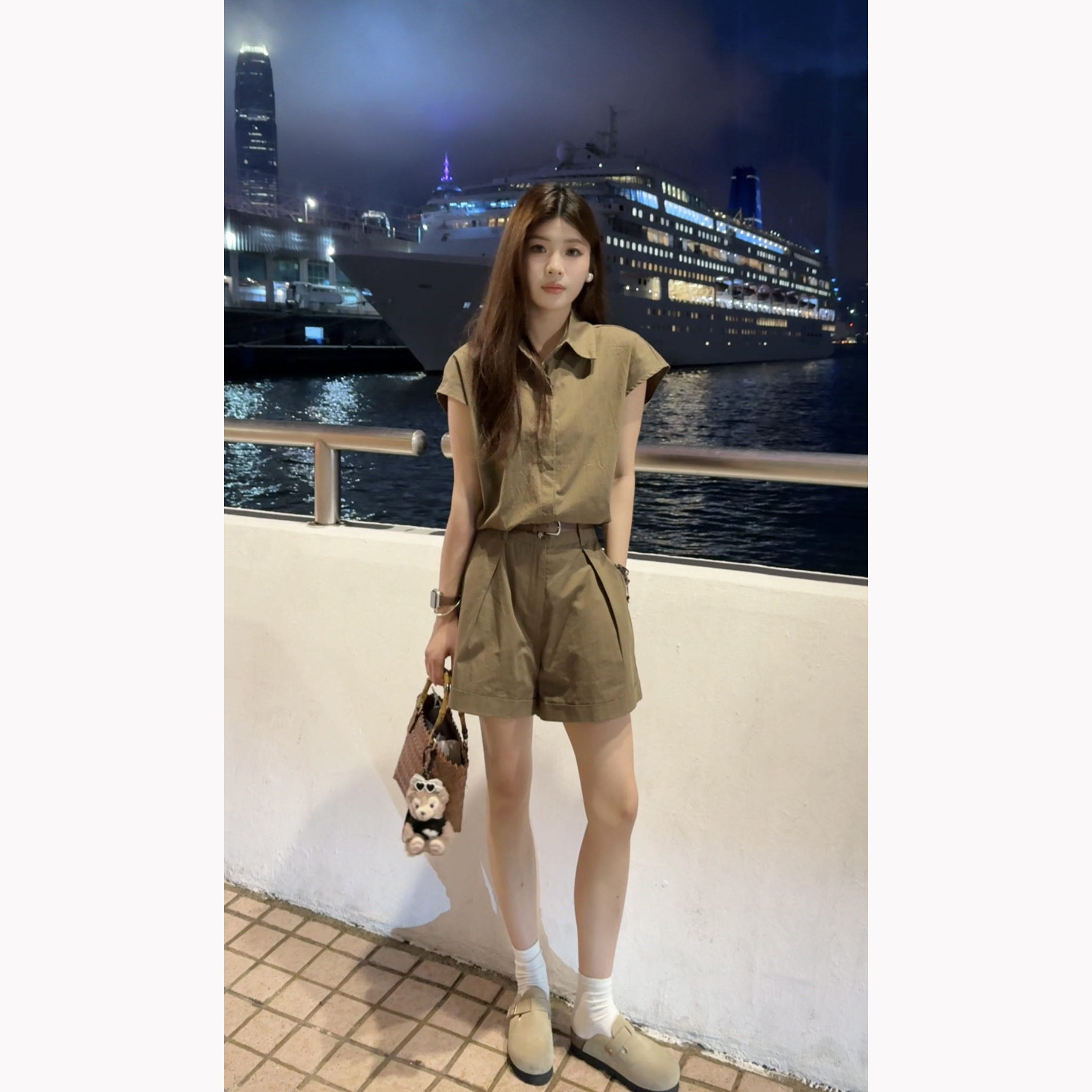 【YUKI】老钱风简约坎肩衬衫+直筒短裤套装夏季显瘦气质网红爆款