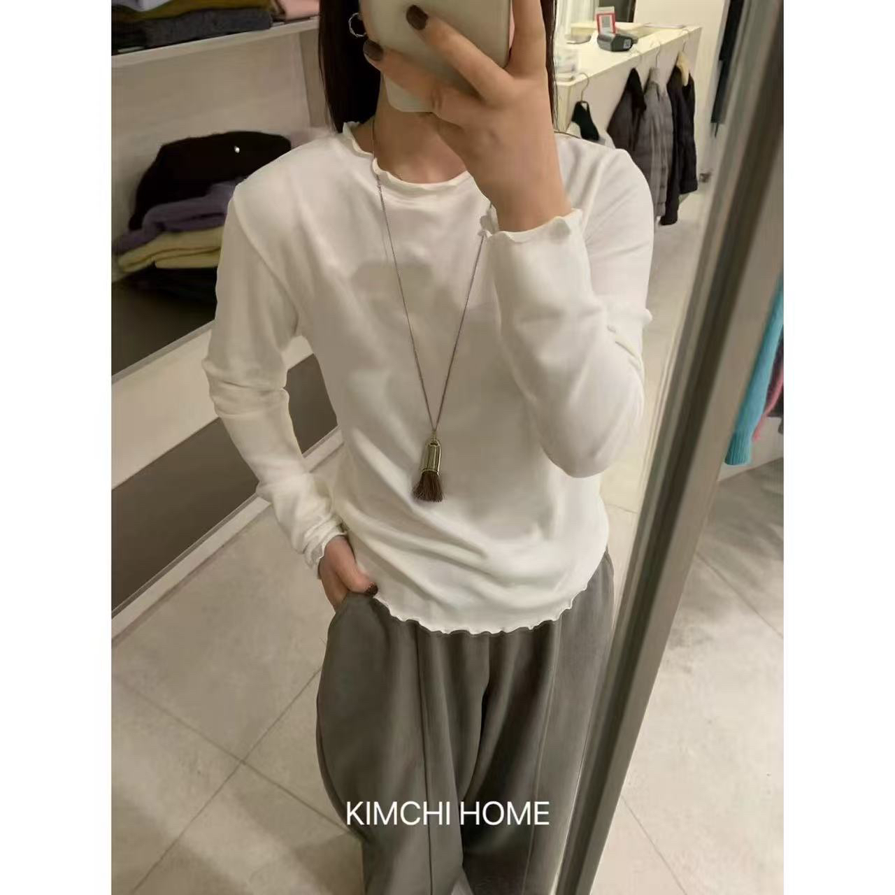 2025冬季巨巨好卖加绒软糯基础百搭木耳边打底衫