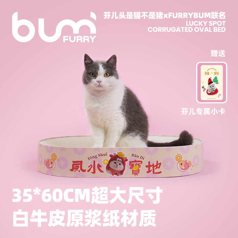 FURRYBUM芬儿头是猫不是猪联名风水宝地原浆纸猫抓板猫窝不易掉屑