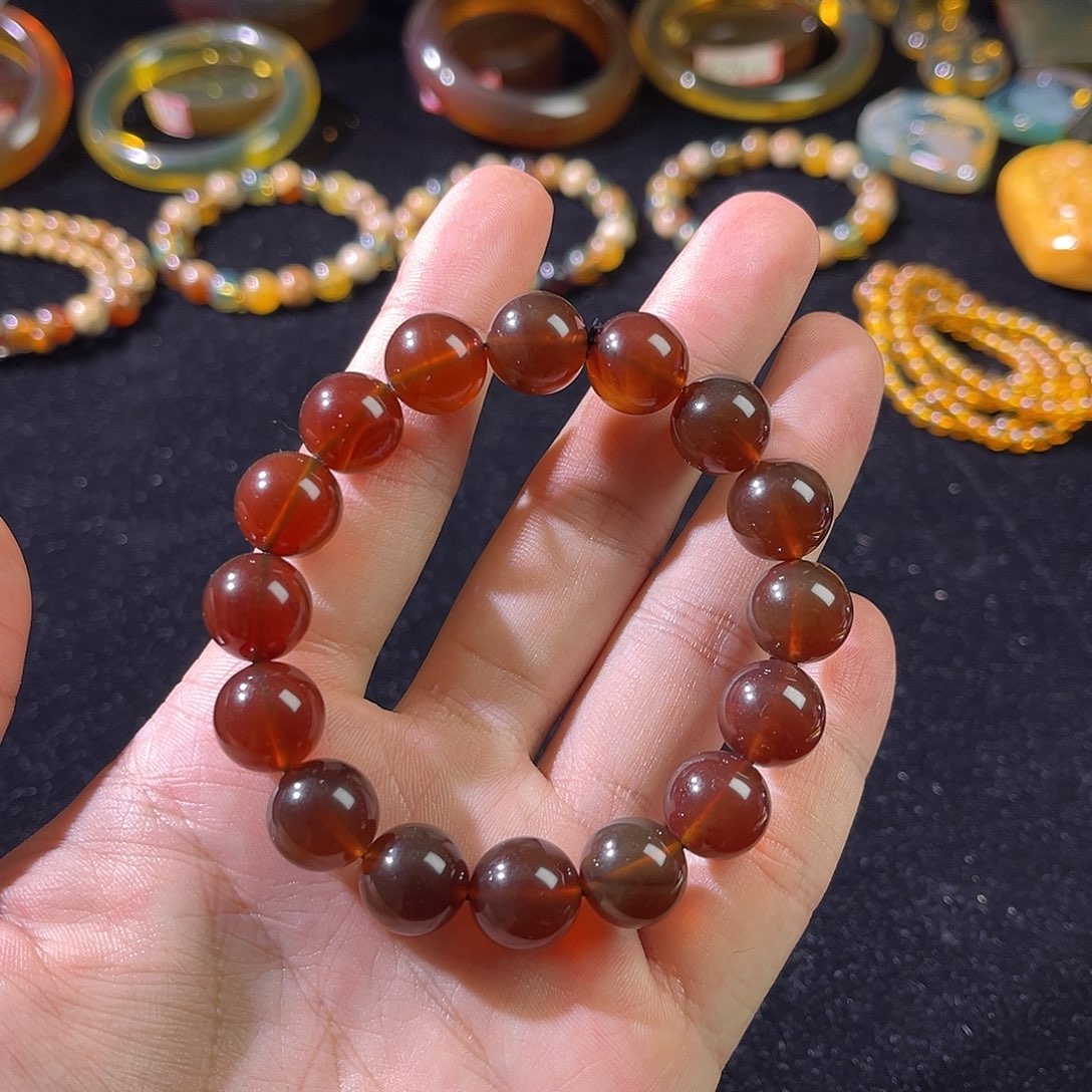 手链琥珀未镶嵌棕红手串卡12