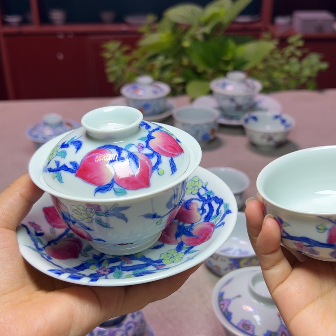 漫****杯子盖碗壶承斗彩