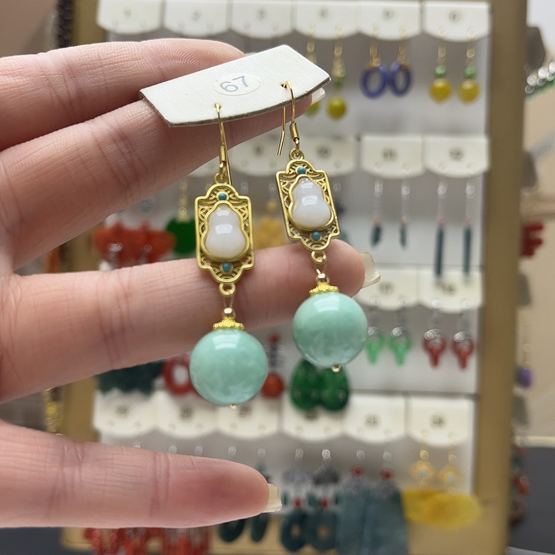 玛瑙/玉髓合金耳钉