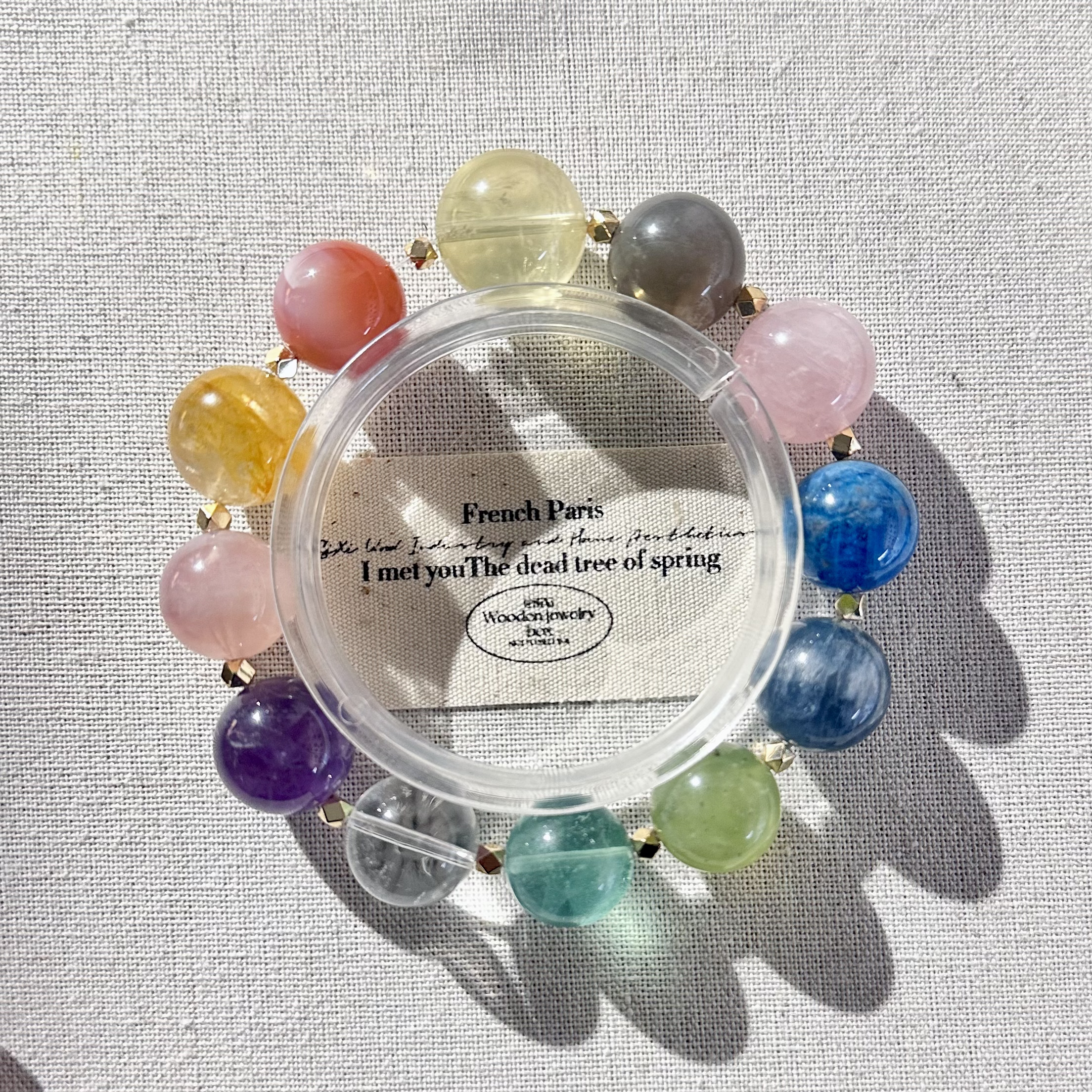 时尚百搭女款多宝水晶手串手工轻奢女士单圈精美天然粉素款