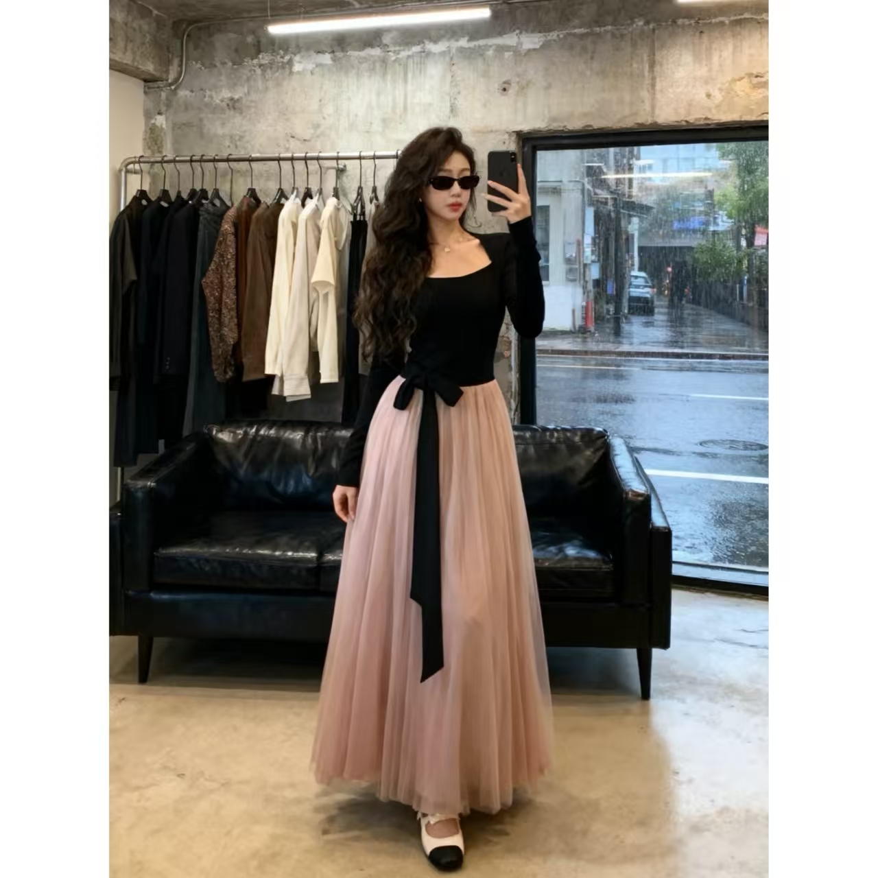 Y5363【坏女人拥有一切】加厚磨毛连衣裙气质千金显瘦坎肩大摆裙