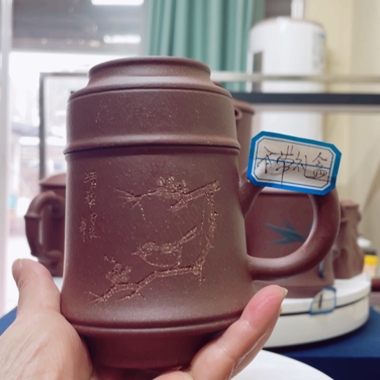 紫砂茶杯紫泥金钟杯