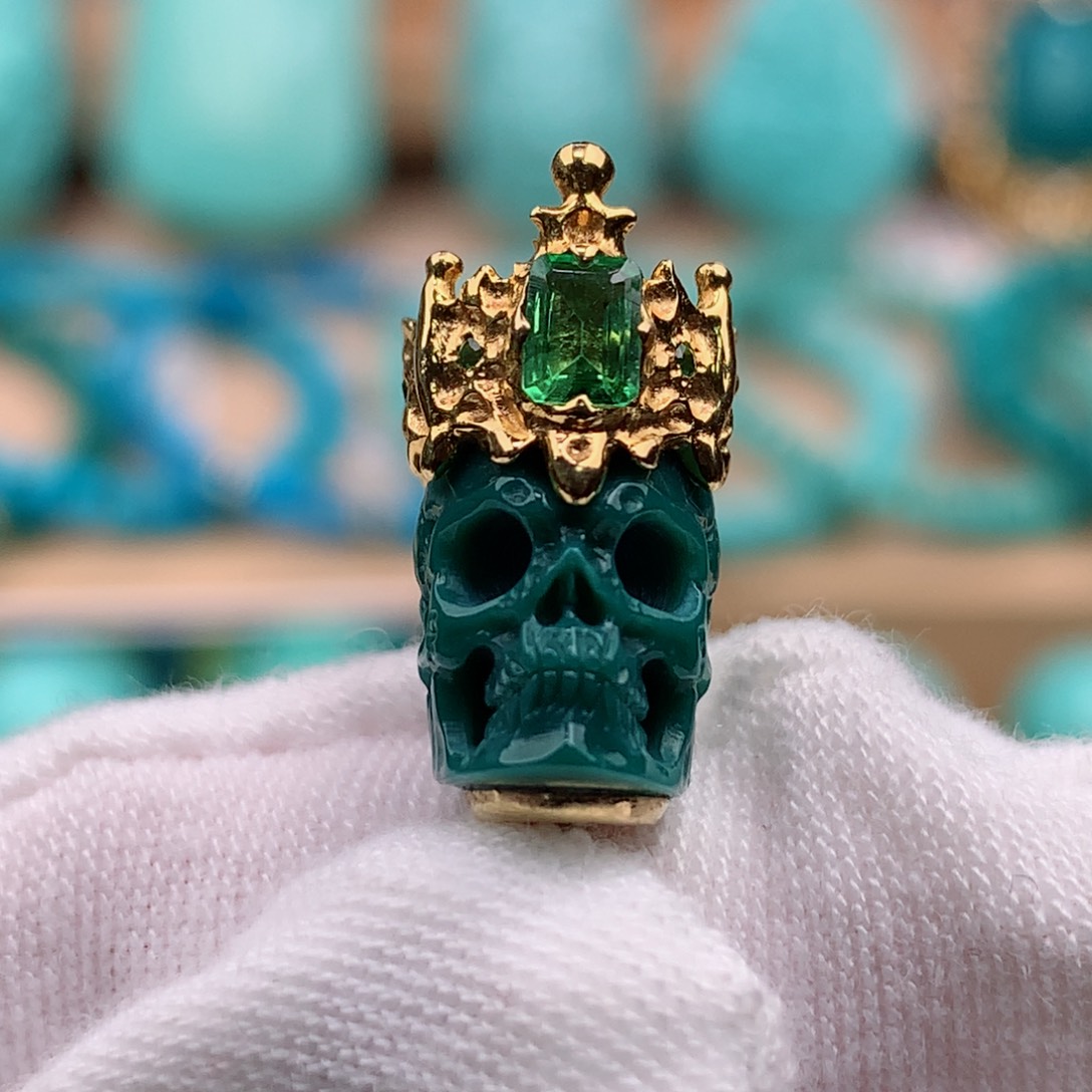 绿松石珠宝奇石18K金镶嵌