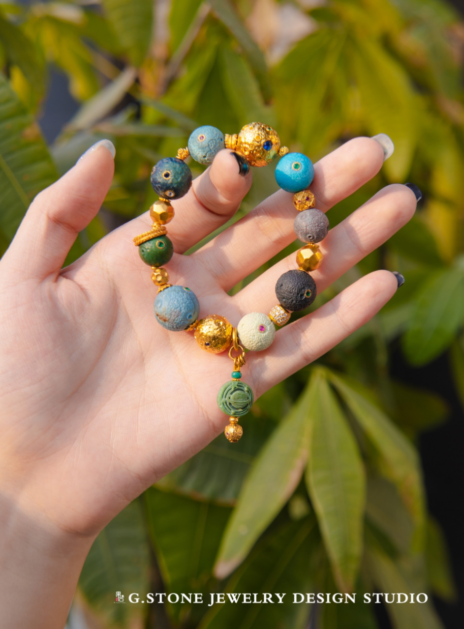 原矿绿松石星球珠单圈