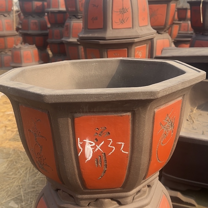 紫砂花盆口53高32