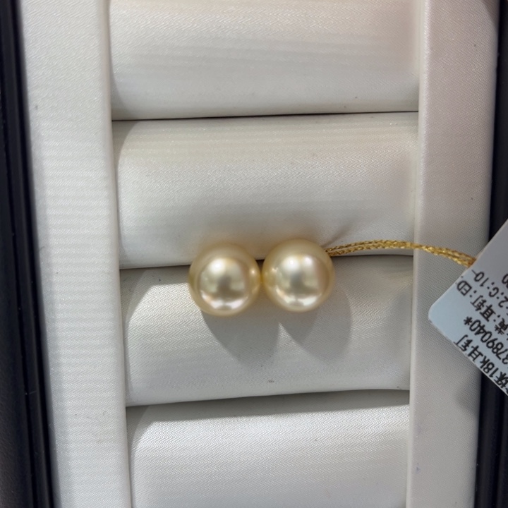 海水珍珠上新金珠奶油金素钉10-11mm18K金镶嵌