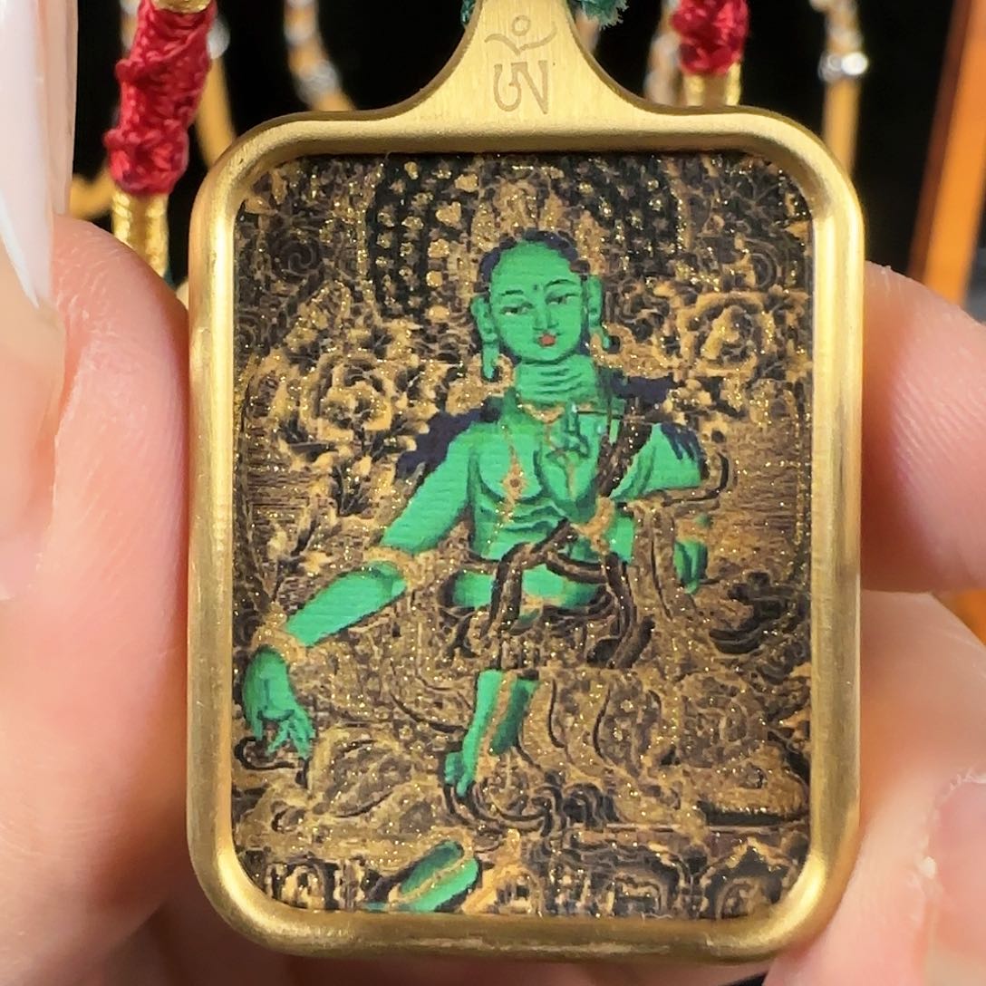 吊坠绿度母纯手绘唐卡