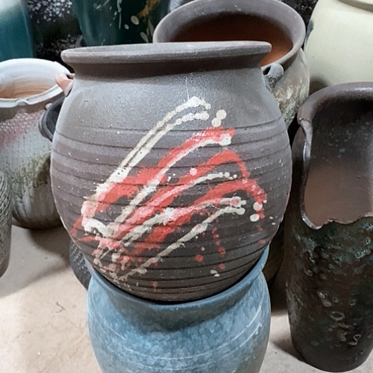 紫砂花盆口19高度24复古色