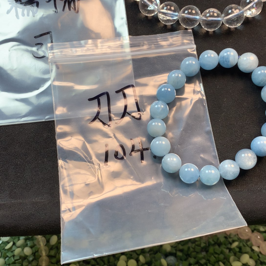 发晶手绳未镶嵌㓂*刀白水晶海蓝宝手串