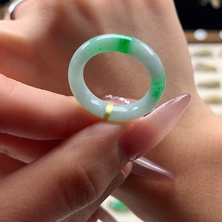 翡翠未镶嵌戒指翡翠戒指15圈口D865