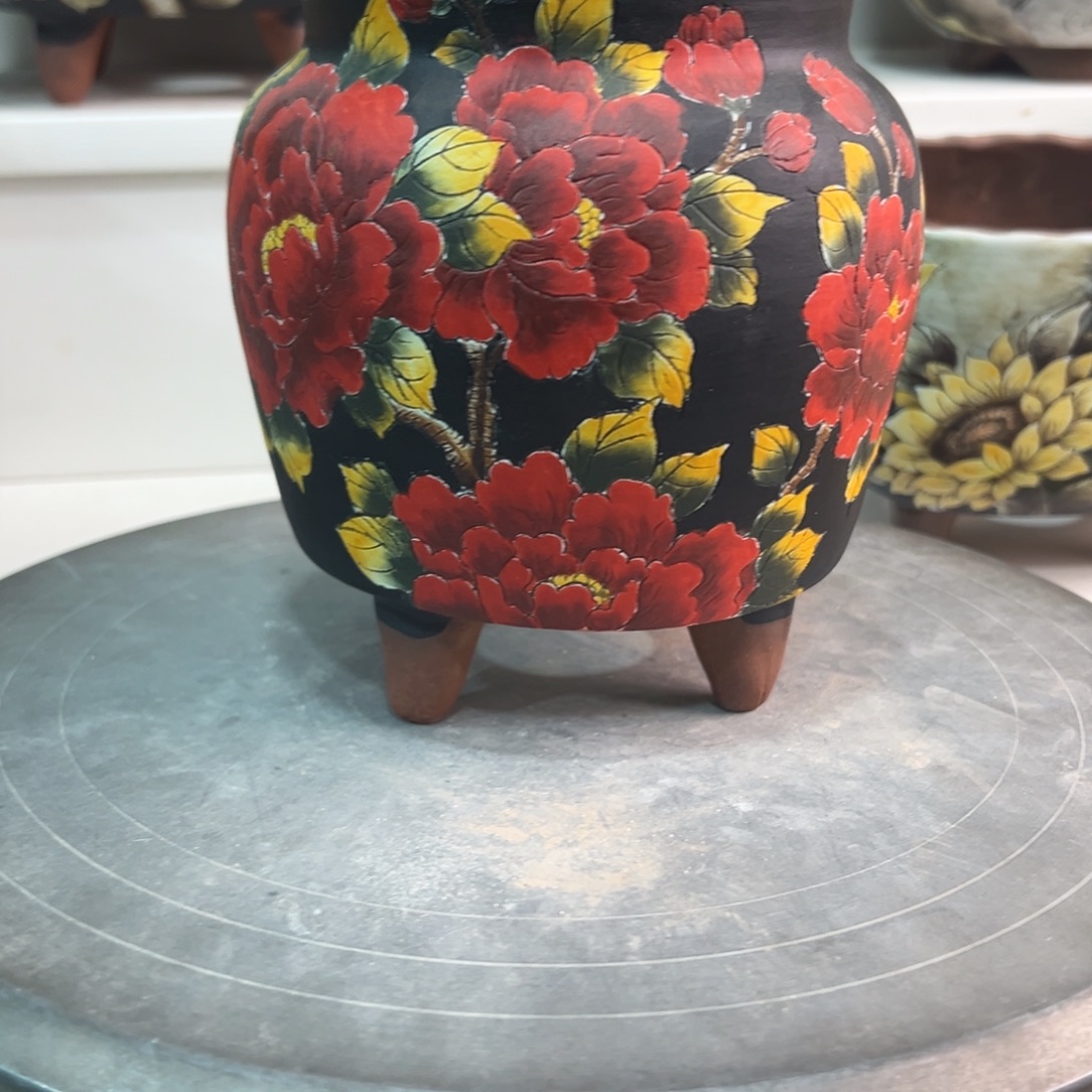 花盆紫砂手绘花盆233瑕疵