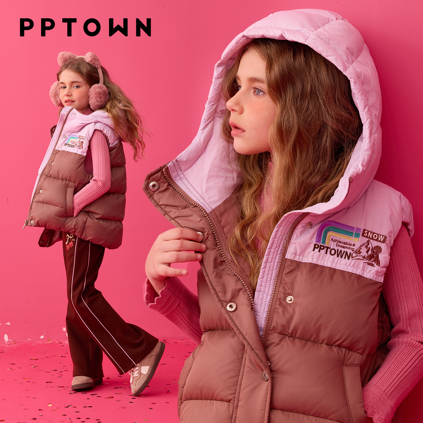 90白鸭绒三防女童羽绒马甲立体剪裁巴巴小镇12245