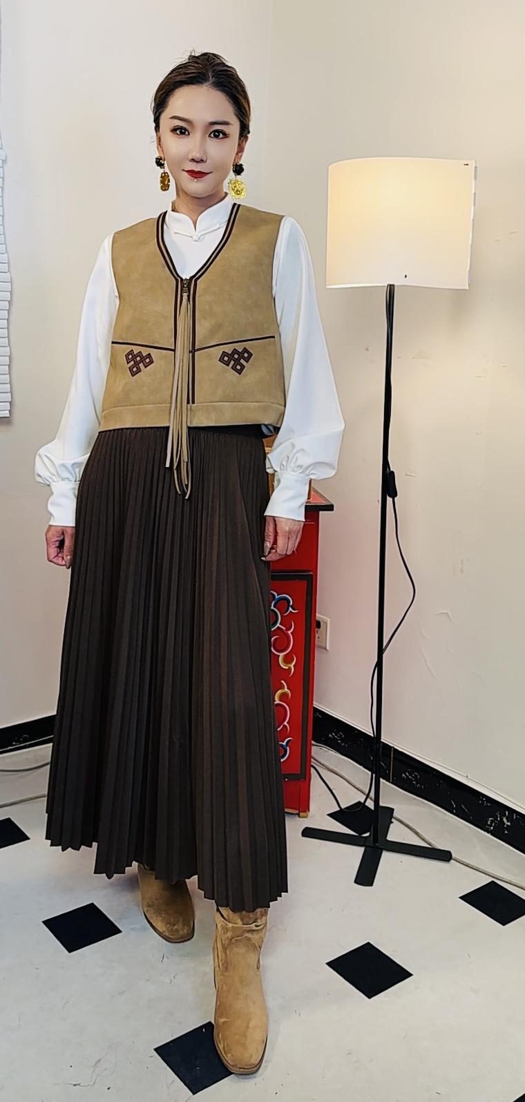 粉马【暖阳】麂皮绒简约百搭新蒙式民族风马甲