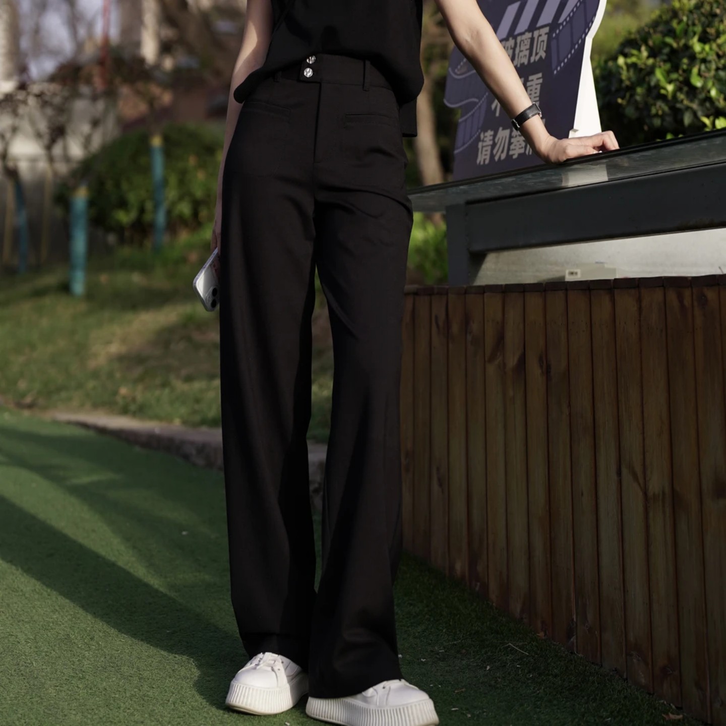 哥弟女装裤子轻职气质经典招牌简约百搭通勤显瘦垂感直筒裤110019