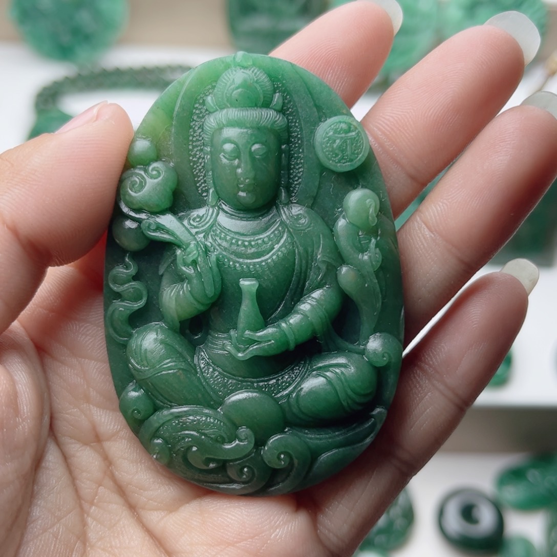 清***茶独山玉未镶嵌挂件