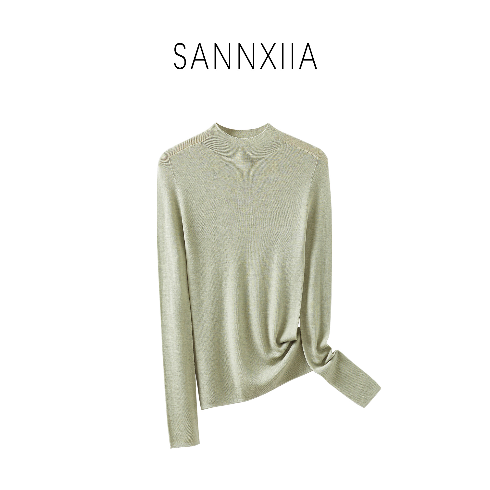 SANNXIIA扬子超细美丽诺可机洗半高领羊毛针织衫60支18针YY8809#