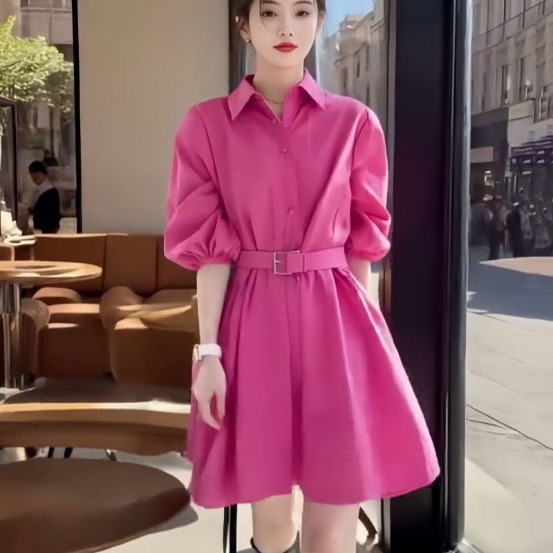 欧货~时尚夏季长袖做旧连衣裙常规短长裙收腰春季不褪阴阳师联名