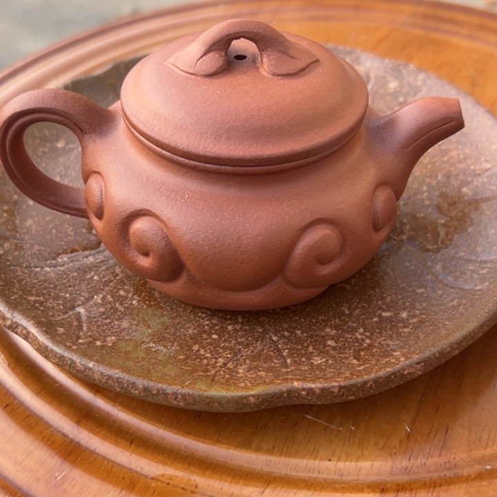 紫砂茶壶红将坡仿古如意150cc