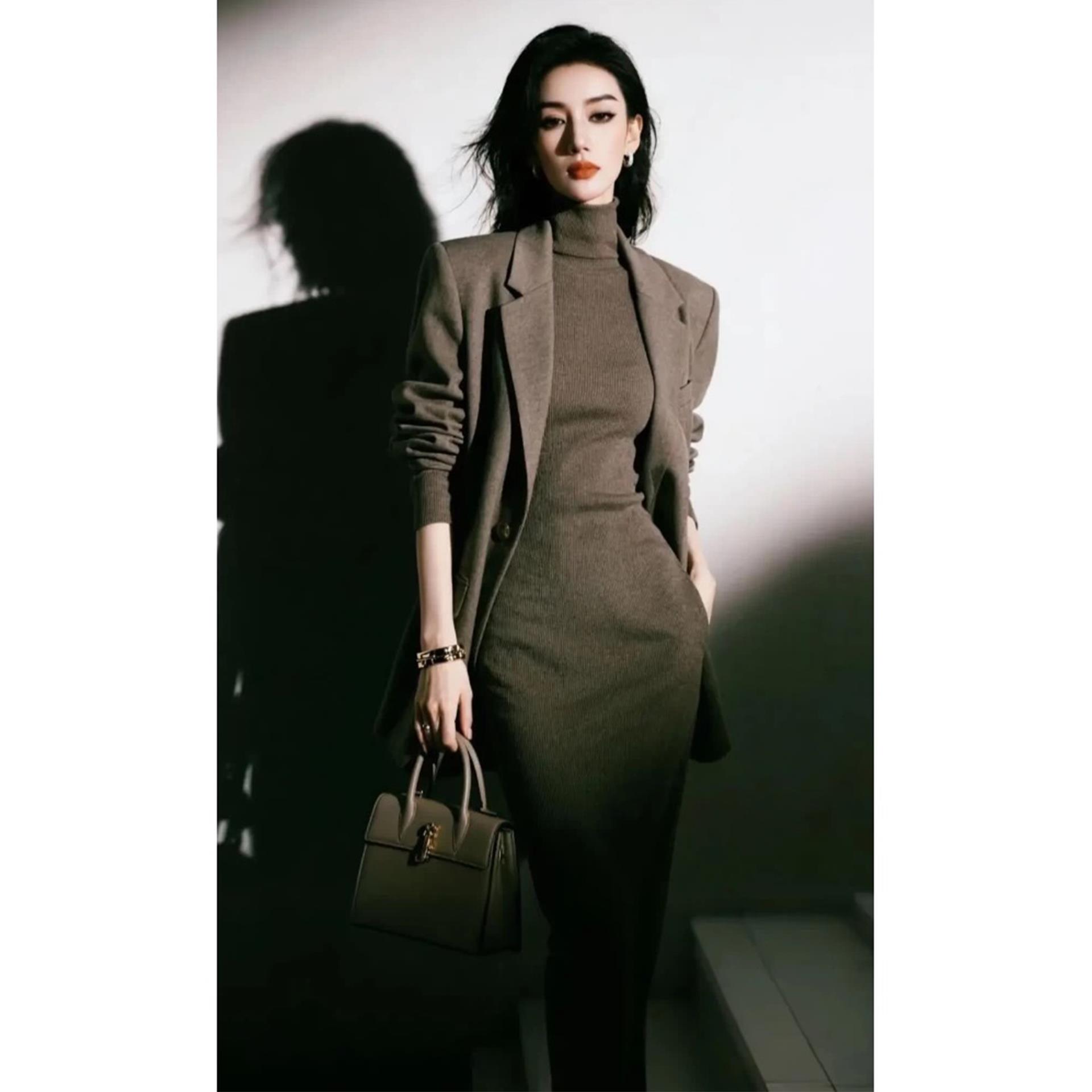 美拉德穿搭冷淡系高级感轻奢气场强大老钱风西装针织连衣裙套装秋