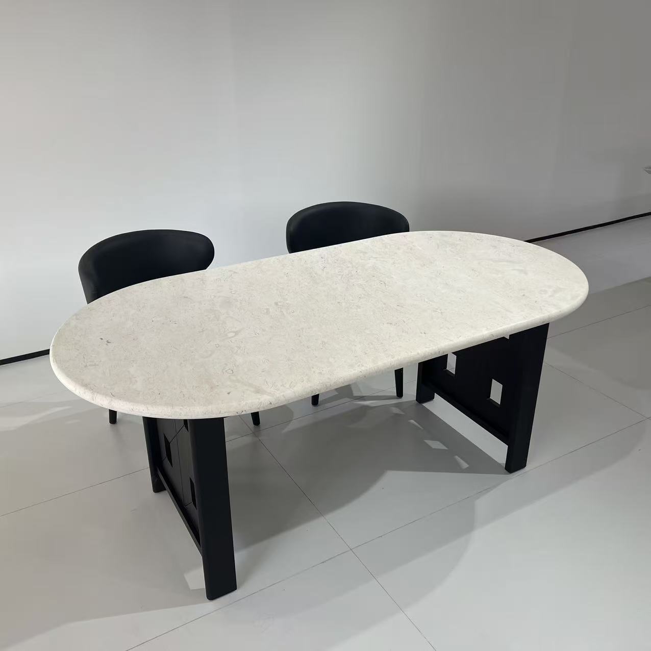 洞石奢石餐桌长方形意式极简北欧简约客厅轻奢轻奢客厅家用饭桌