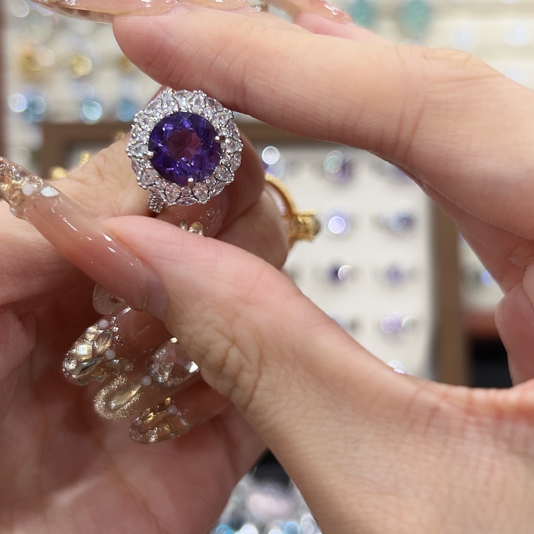 Ａ****戒指银S925镶嵌紫晶