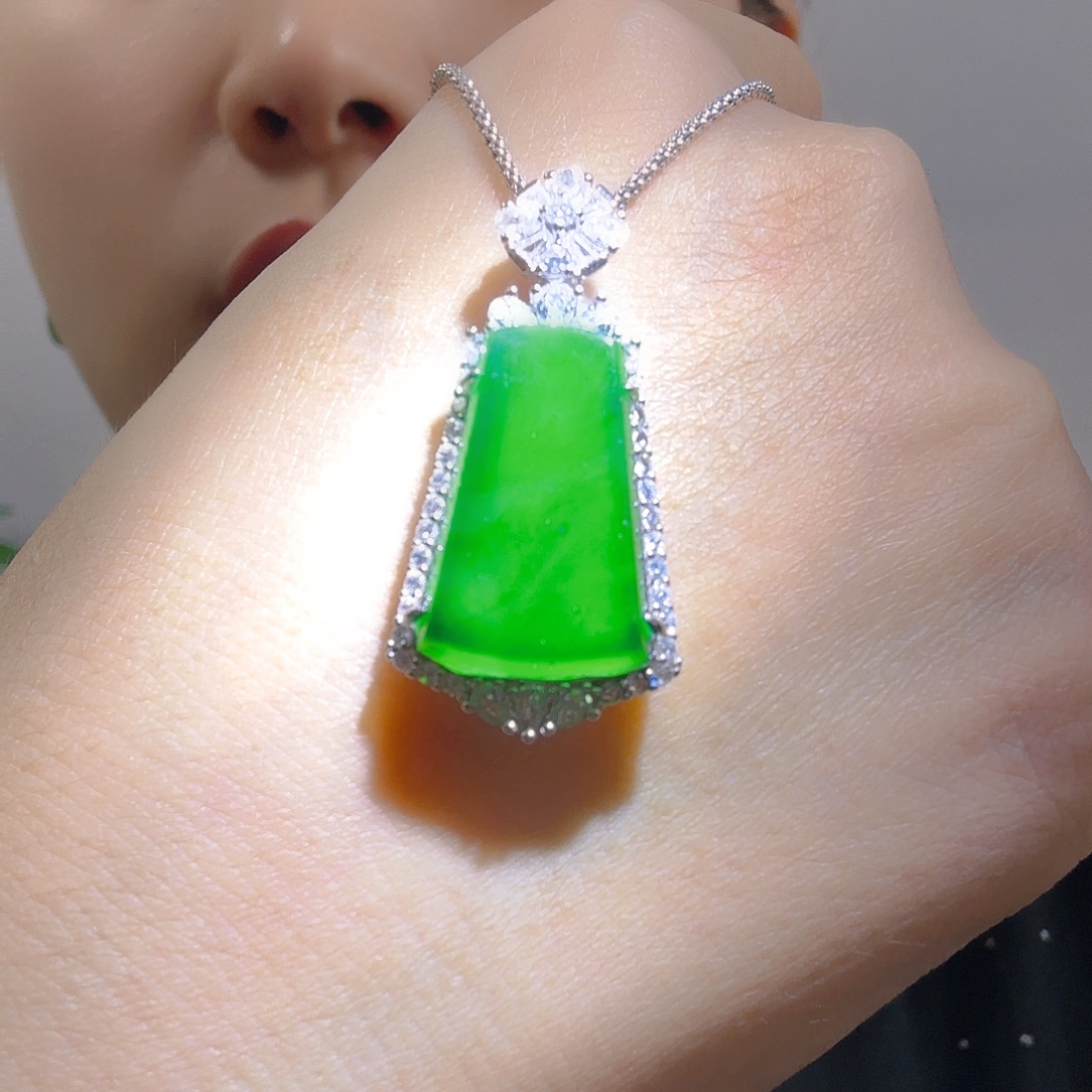 翡翠银S925镶嵌吊坠(不含链)