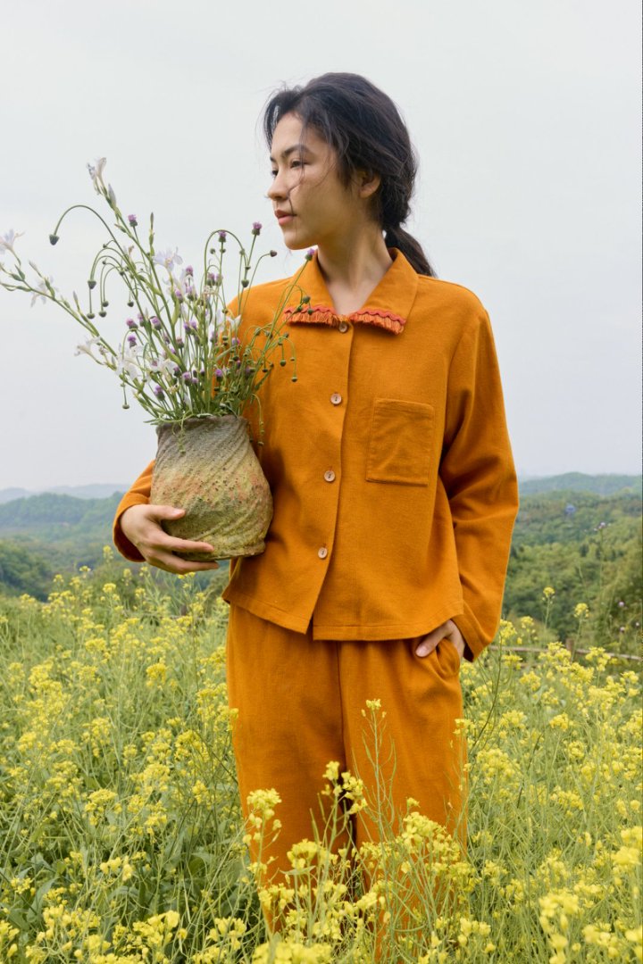 朵朵可可25年秋冬新款翻领对开长袖长裤女士家居套装252cz010