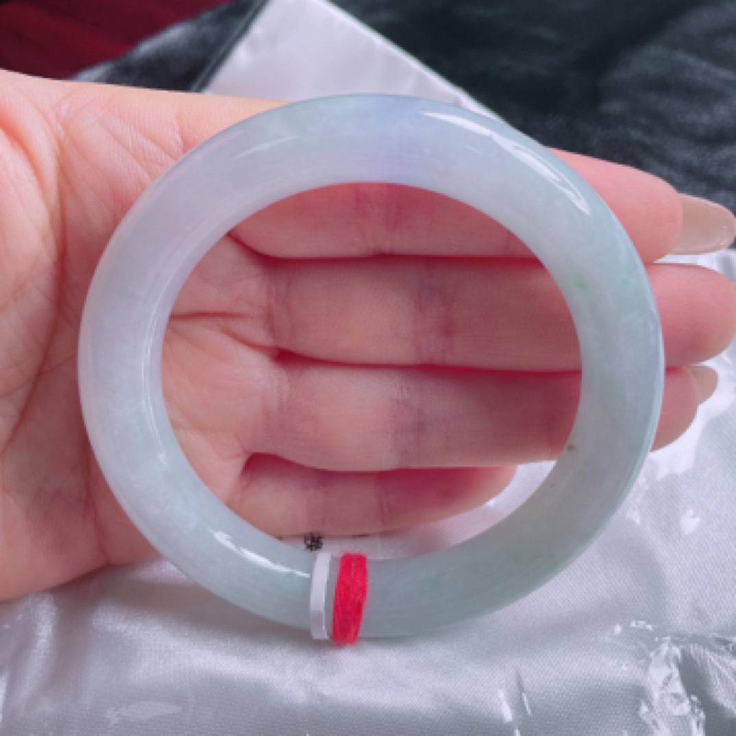 正品缅甸天然A货翡翠糯冰淡春彩54.9圈圆条